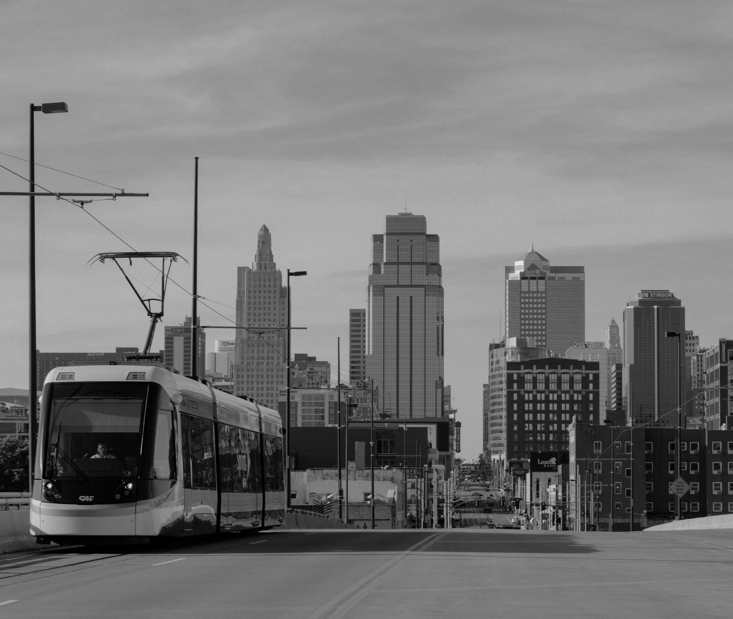 Kansas City, United States - May 6, 2016: The KC Streetcar provides free public transportation across two miles in the center of downtown and connects to other methods of mass transit with the goals of building up the community while increasing property values and making travel more efficient.